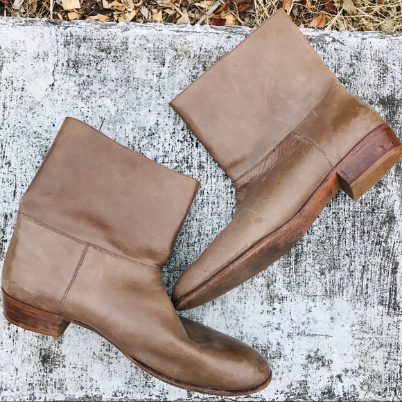 Vintage Taupe Leather Boots - Picture 5 of 8